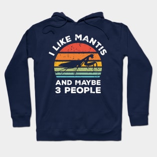 I Like Mantis and Maybe 3 People, Retro Vintage Sunset with Style Old Grainy Grunge Texture Hoodie